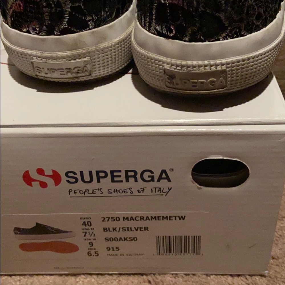 Superga macrame black & silver sneakers size 9 - Picture 5 of 5